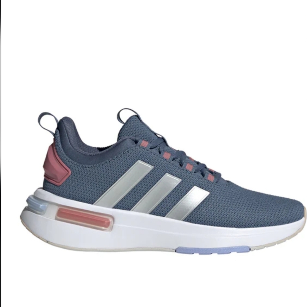 adidas Women's Racer TR23 Slate Blue Mesh Sneaker with Metallic Stripes